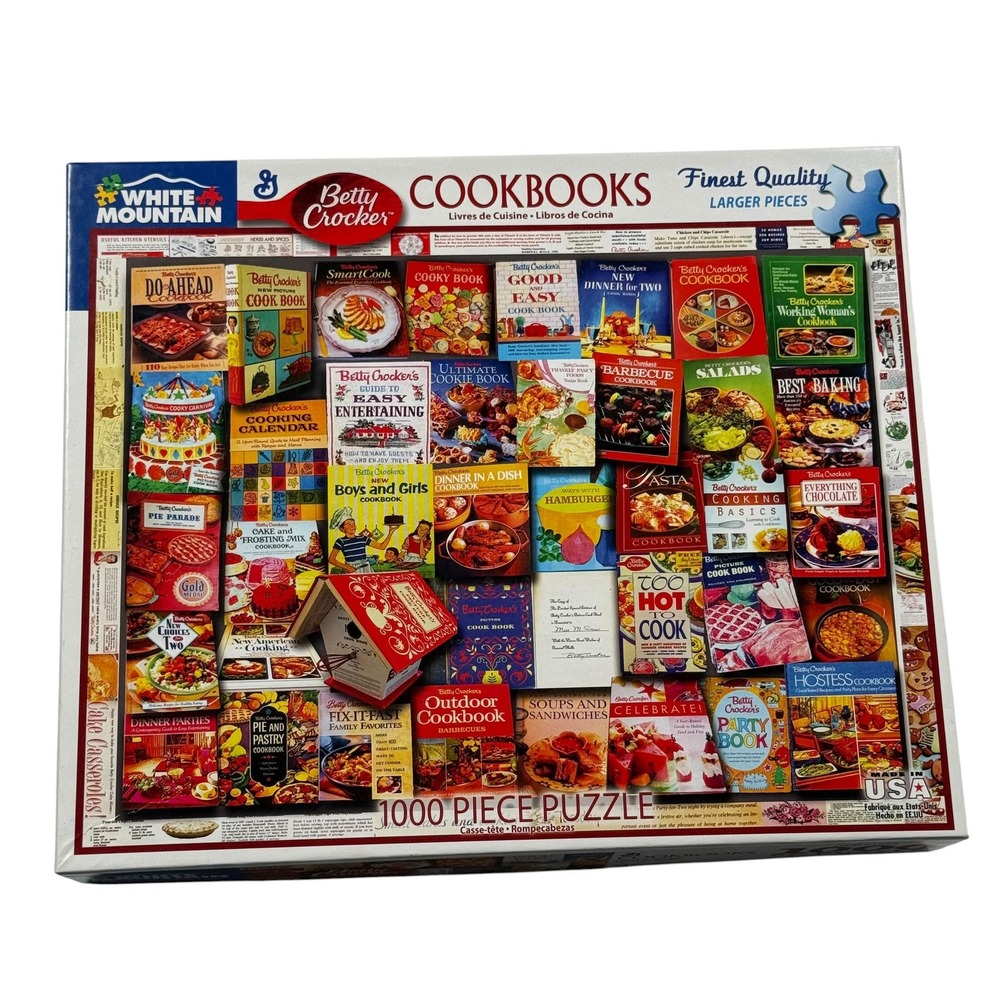 White Mountain Puzzles Betty Crocker Cookbooks 1000 Piece Puzzle UNCOUNTED